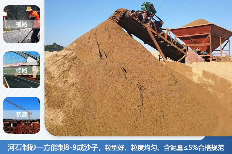 河石制砂一方能制几成？河石制砂机设备有哪些？